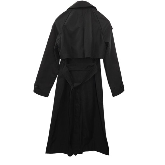 Banana Republic Black Trench Coat Small Quiet Luxury Old Money Lawyer Coat - Picture 2 of 9